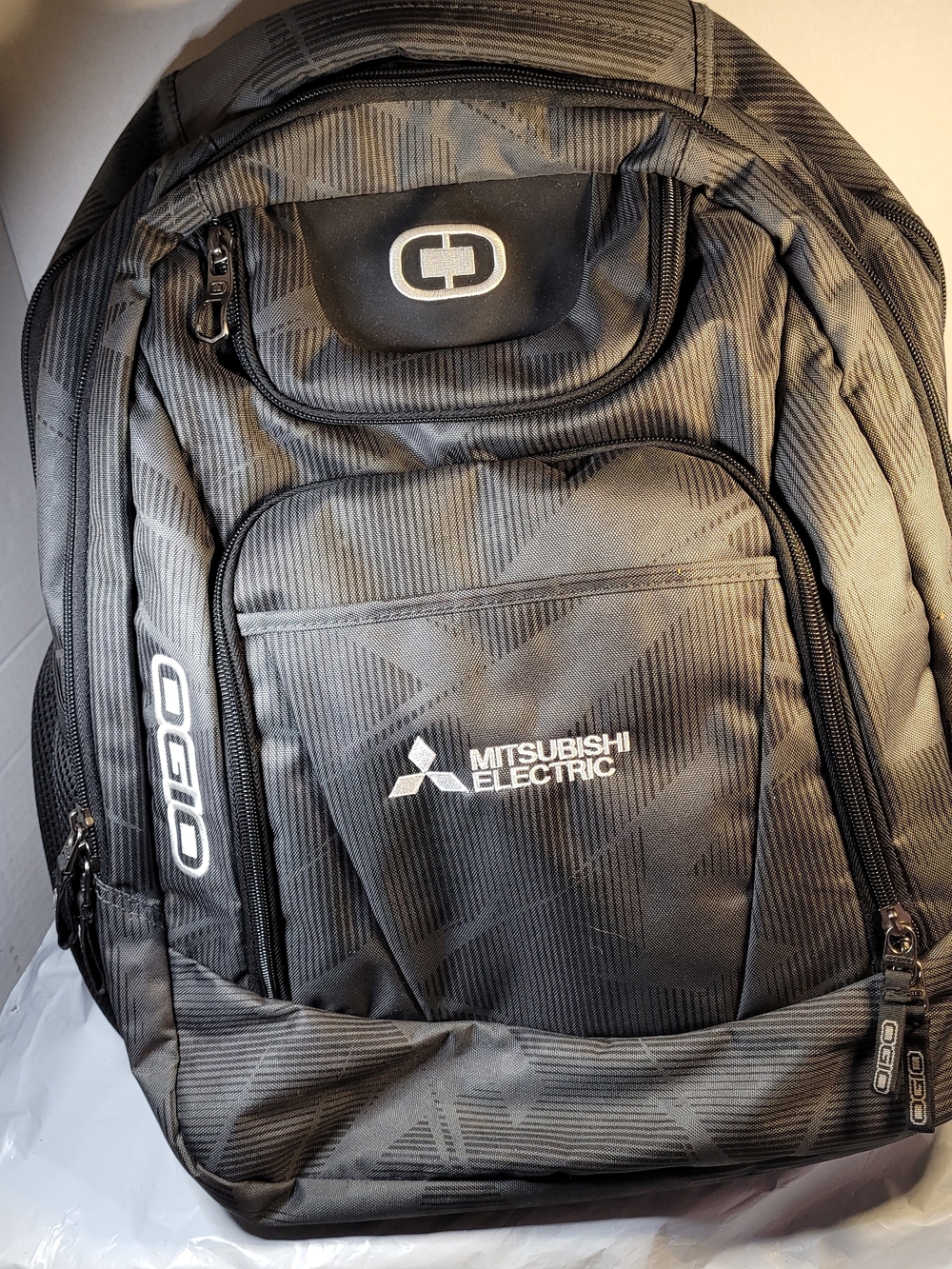 Ogio Excelsior Backpack Gray Black Travel Laptop Mitsubishi Electric Logo